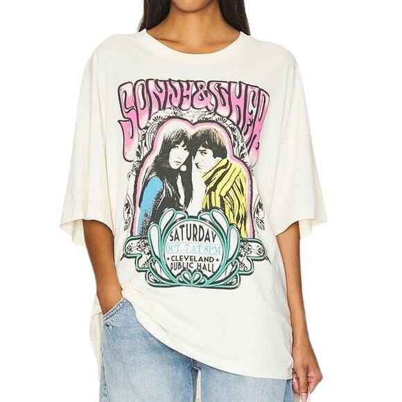 DAYDREAMER Sonny & Cher Cleveland OS Tee in Stone Vintage New with Tag MSRP $98 - Picture 4 of 11